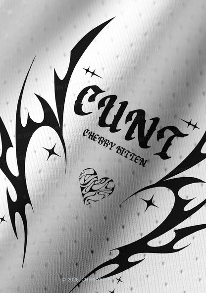 White Cxxt Y2K Crop Football Jersey Shirts Cherrykitten