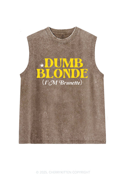 Dumb Blonde Brunette Y2K Washed Muscle Tank Cherrykitten