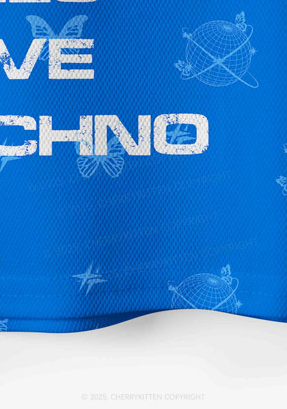 Custom Blue Techno Girls Y2K Crop Sport Jersey Shirts Cherrykitten
