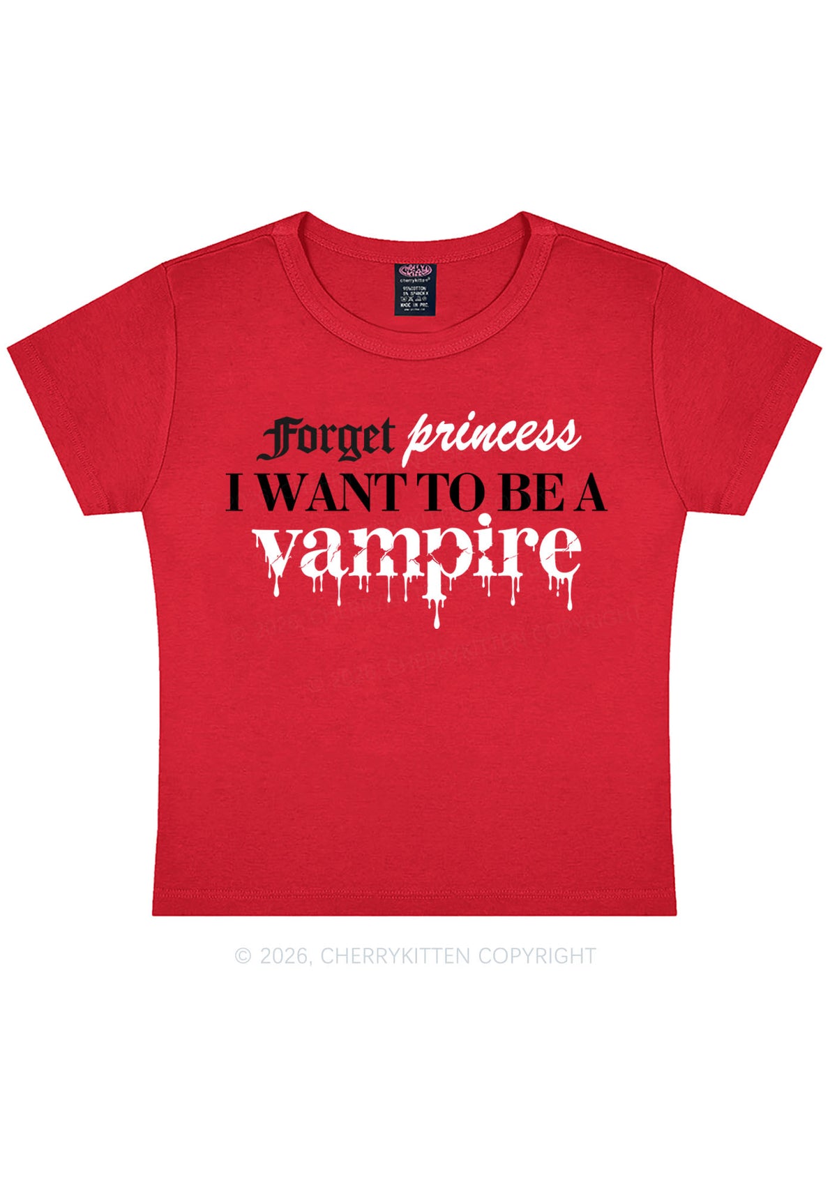 Halloween Want To Be Vampire Y2K Baby Tee Cherrykitten