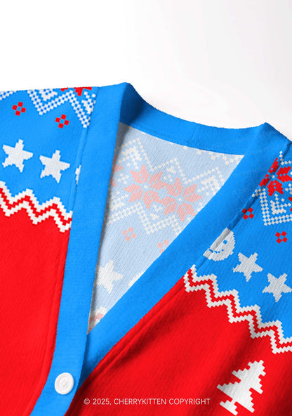 I Support A Mans Right Y2K Christmas Cardigan Knit Sweatshirt Cherrykitten