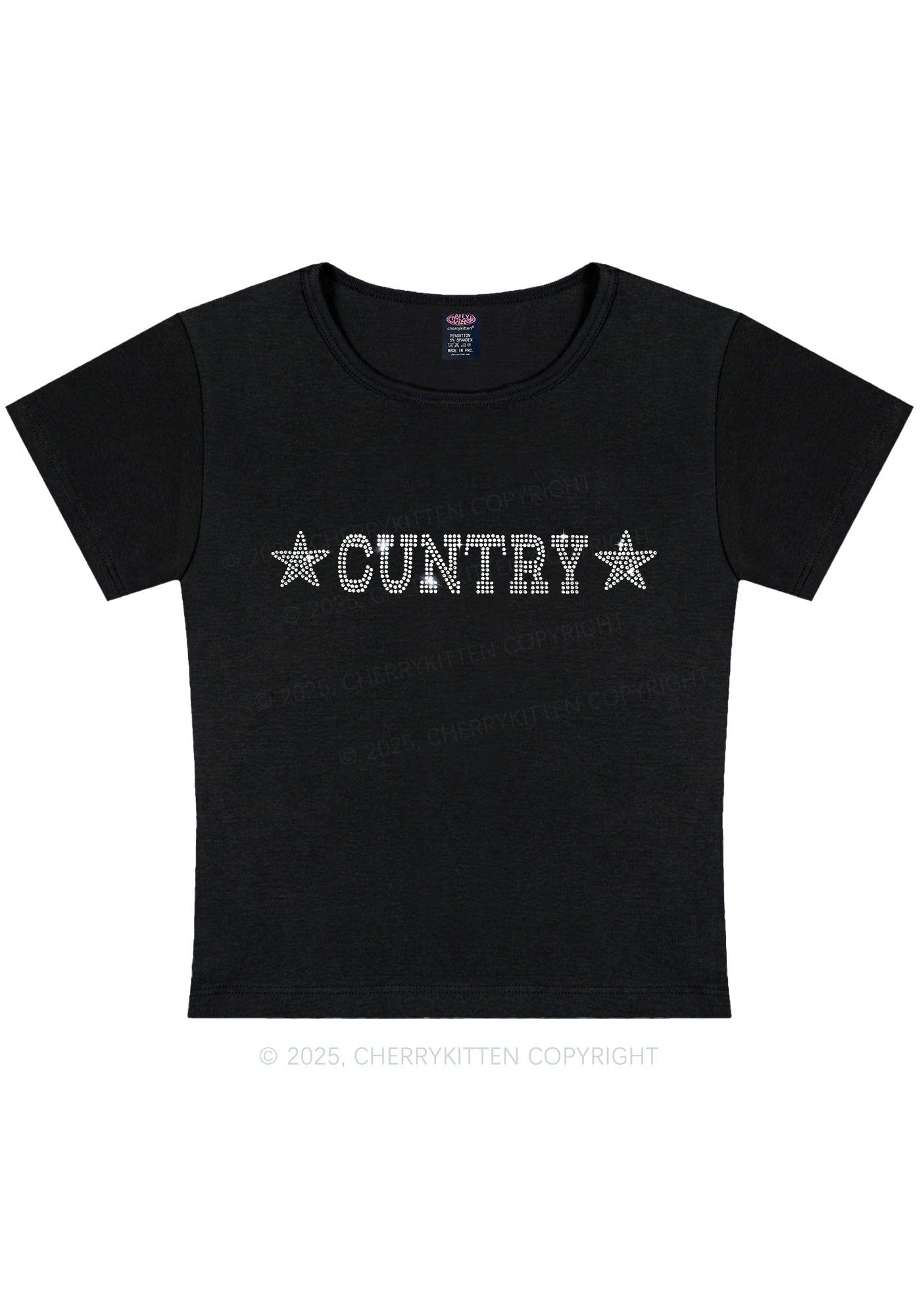 Rhinestone Cuntry Y2K Baby Tee Cherrykitten