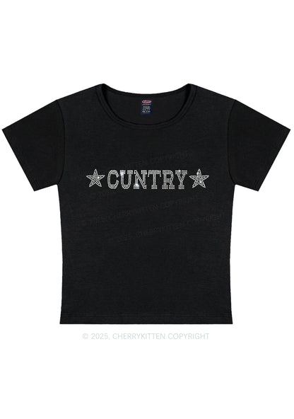 Rhinestone Cuntry Y2K Baby Tee Cherrykitten
