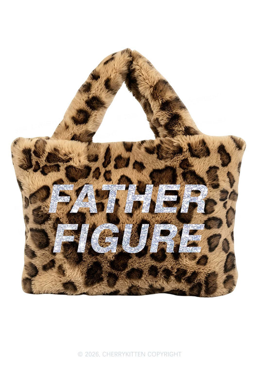 Glitter Father Figure Y2K Plush Leopard Handbag Cherrykitten