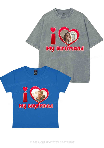 Custom BF GF Red Heart Y2K Valentine's Day Couple Shirt Cherrykitten