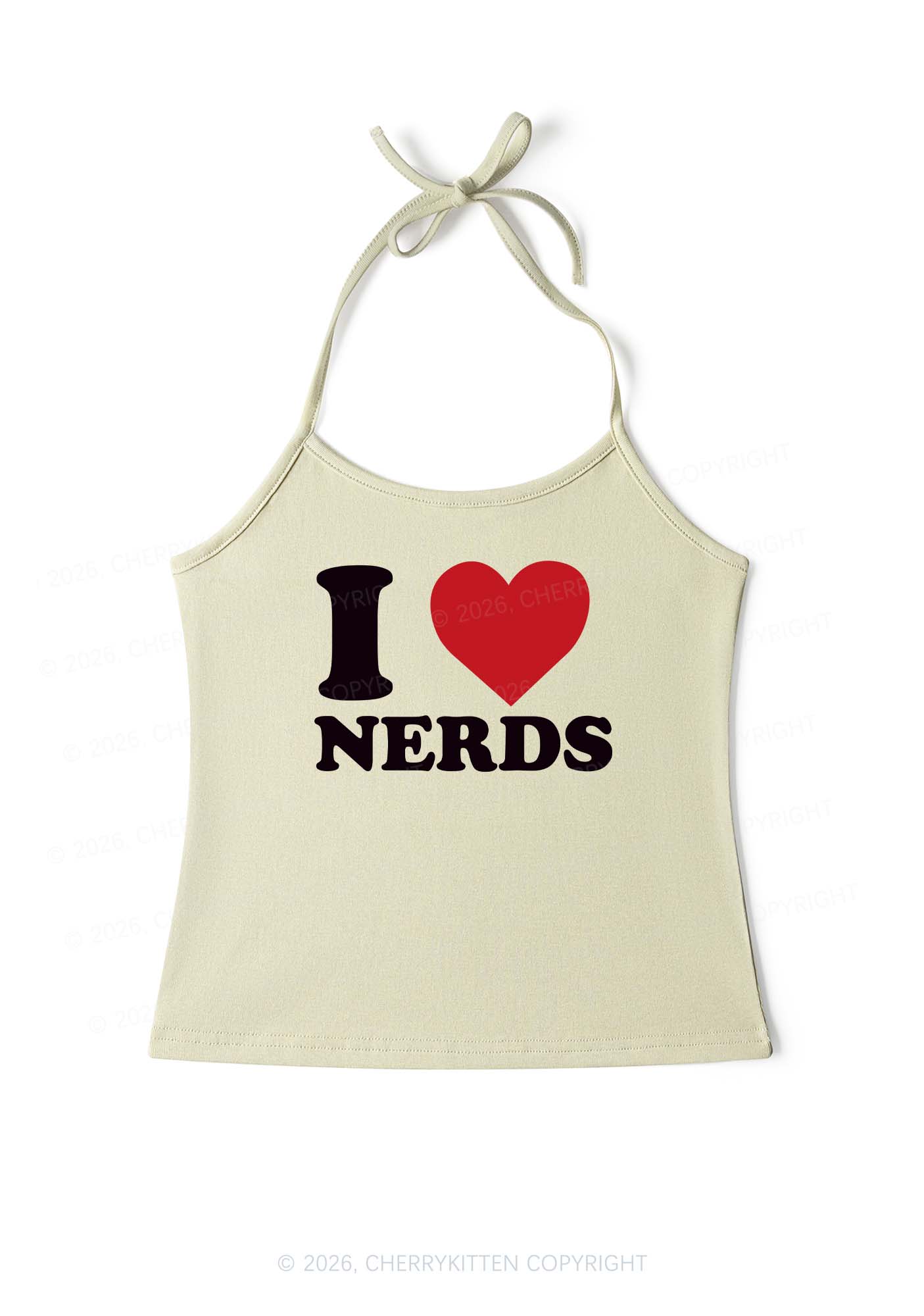 I Love Nerds Y2K Halter Neck Cami Cherrykitten