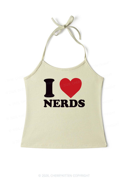 I Love Nerds Y2K Halter Neck Cami Cherrykitten