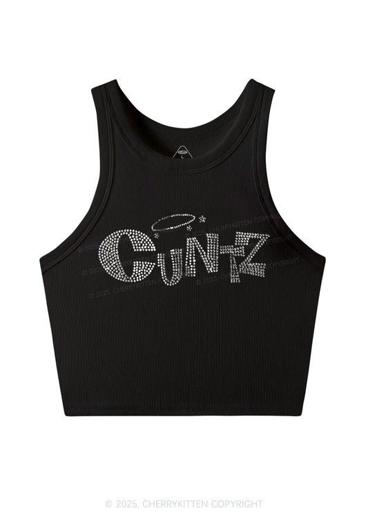 Rhinestone Cxntz Y2K Crop Tank Top Cherrykitten