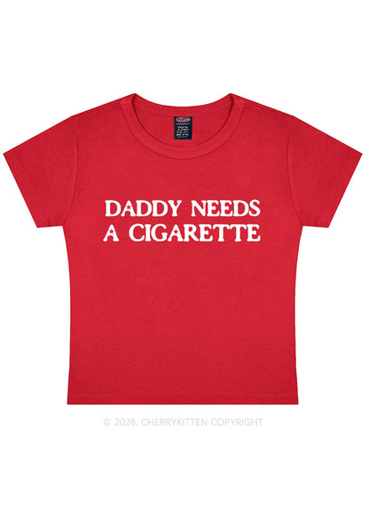 Daddy Needs A Cigarette Y2K Baby Tee Cherrykitten