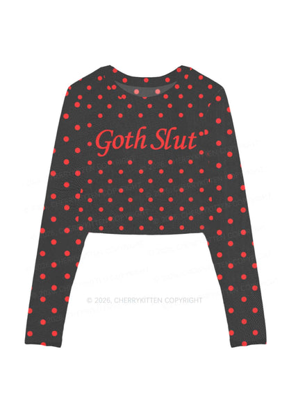 Goth Slxt Y2K Mesh Long Sleeve Crop Top Cherrykitten