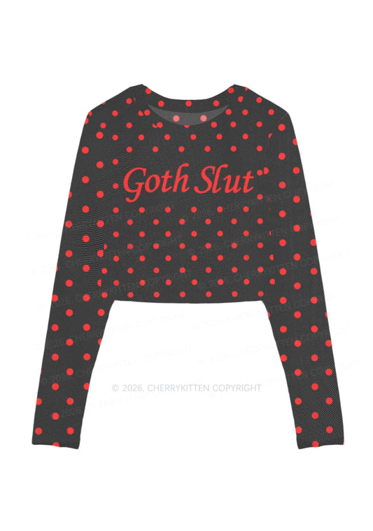 Goth Slxt Y2K Mesh Long Sleeve Crop Top Cherrykitten