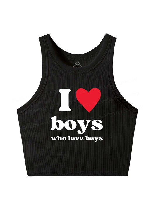 I Love Boys Pride Y2K Crop Tank Top Cherrykitten