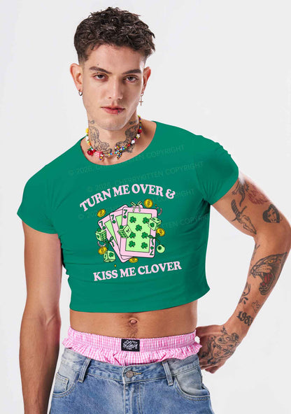 Kiss Me Clover Cards St Patricks Y2K Baby Tee Cherrykitten