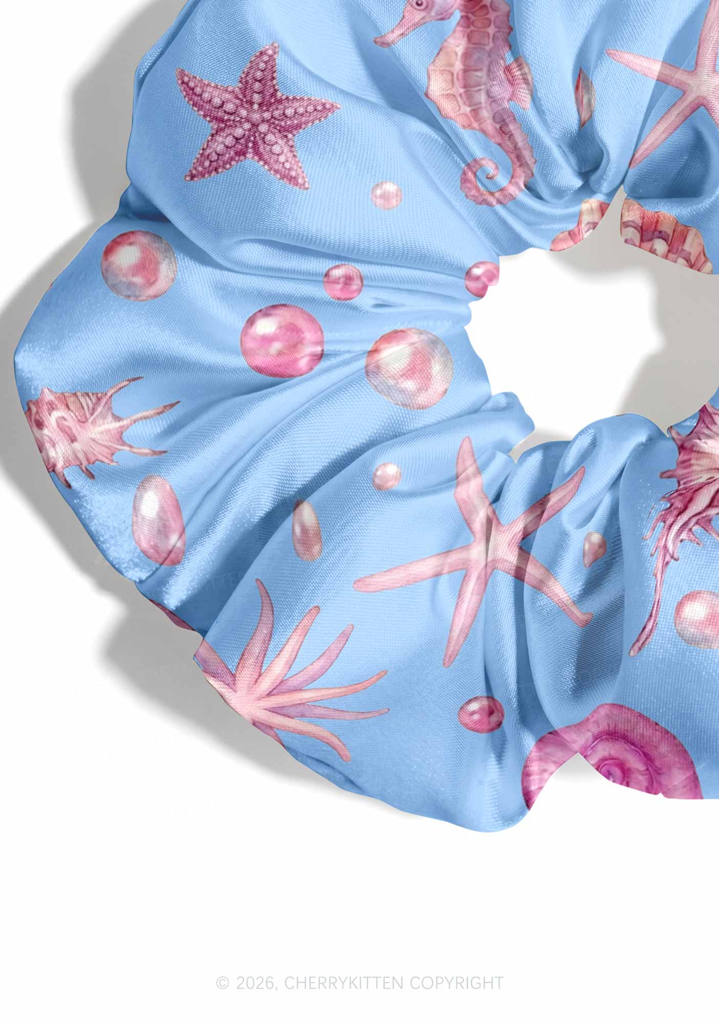 Pink Seashell Starfish Y2K Hair Scrunchie Cherrykitten