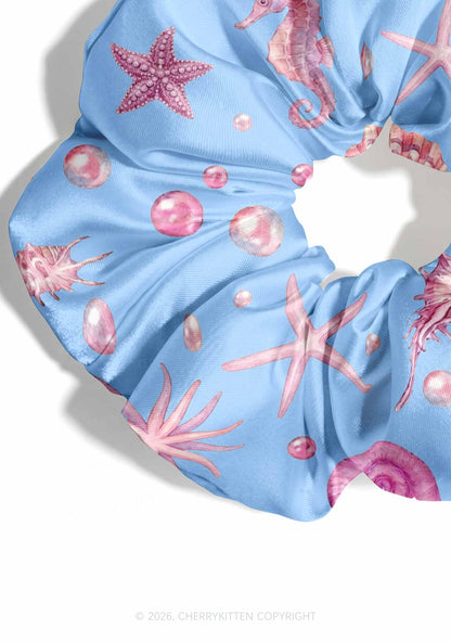 Pink Seashell Starfish Y2K Hair Scrunchie Cherrykitten