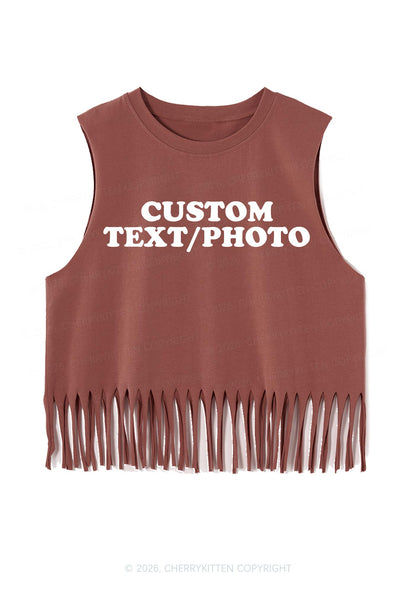 Custom Personalized Text Y2K Fringe Tank Top Cherrykitten