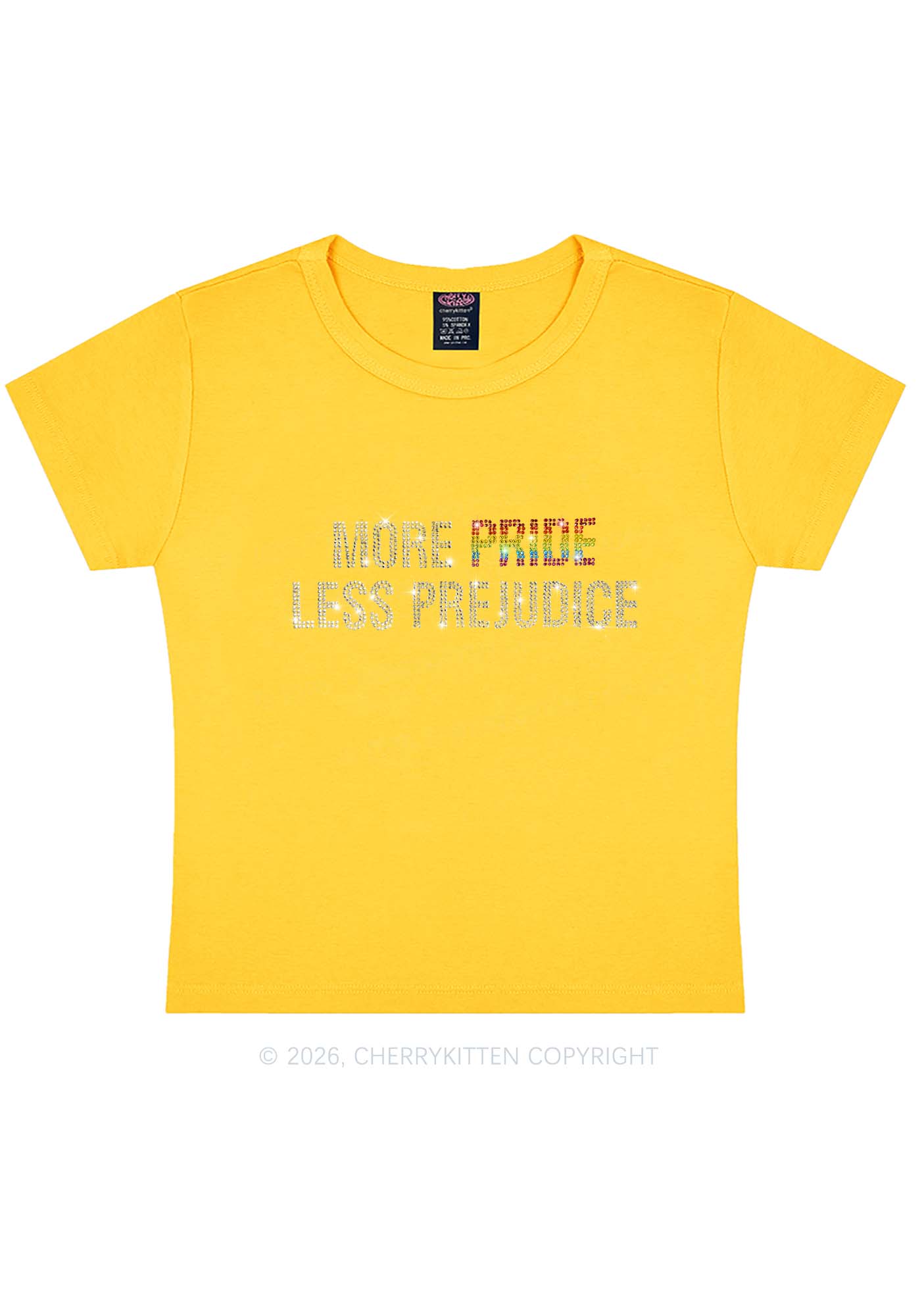 Rhinestone More Pride Less Prejudice Pride Y2K Baby Tee Cherrykitten