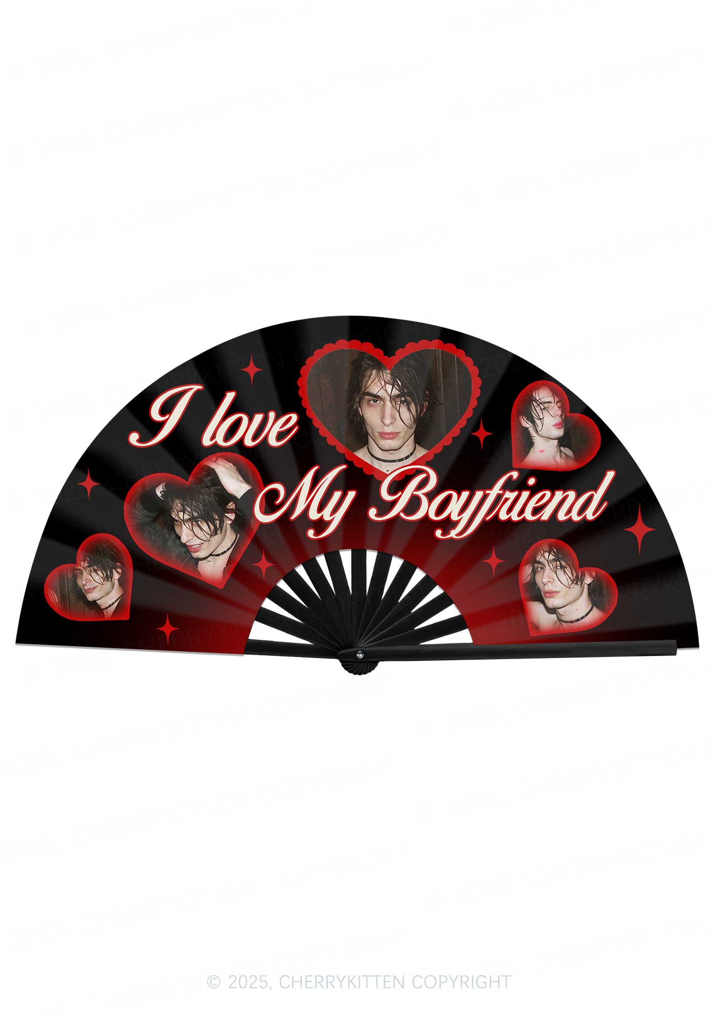 Custom I Love My BF GF Valentine's Day Y2K Rave Hand Fan Cherrykitten