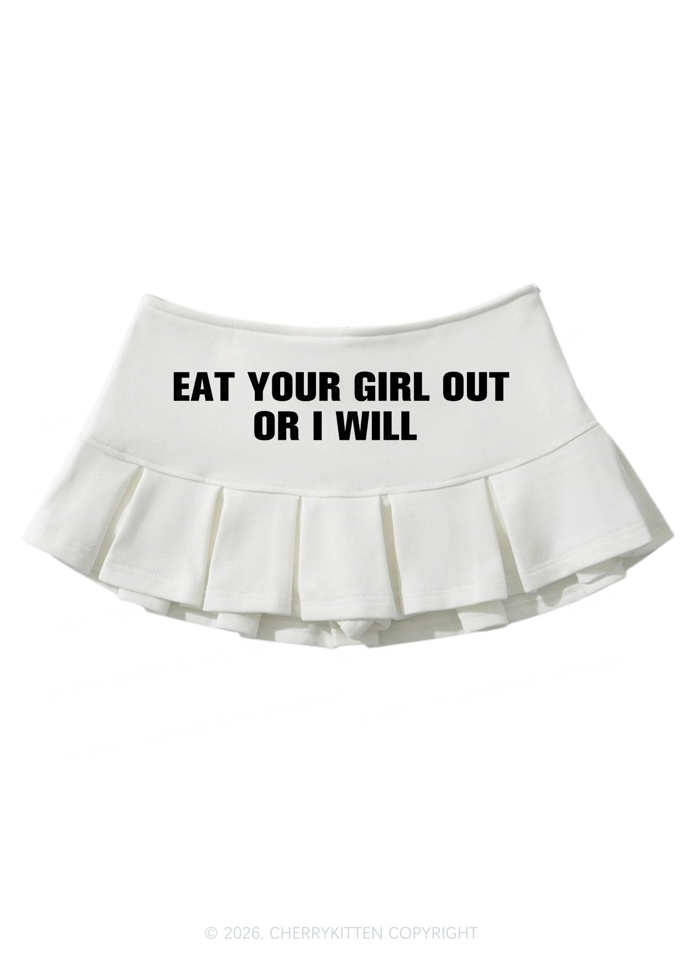 Eat Your Girl Out Pride Y2K Mini Pleated Skirts Cherrykitten