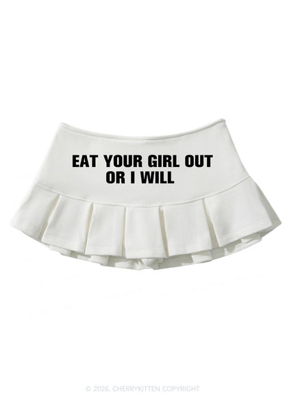 Eat Your Girl Out Pride Y2K Mini Pleated Skirts Cherrykitten