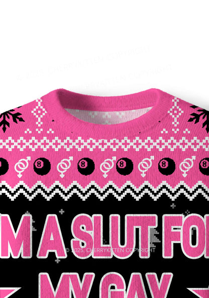 Slxt For My Gay BF Y2K Christmas Knit Sweatshirt Cherrykitten