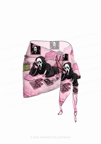 Halloween Skeleton Calling Y2K Print Bikini Set Cherrykitten