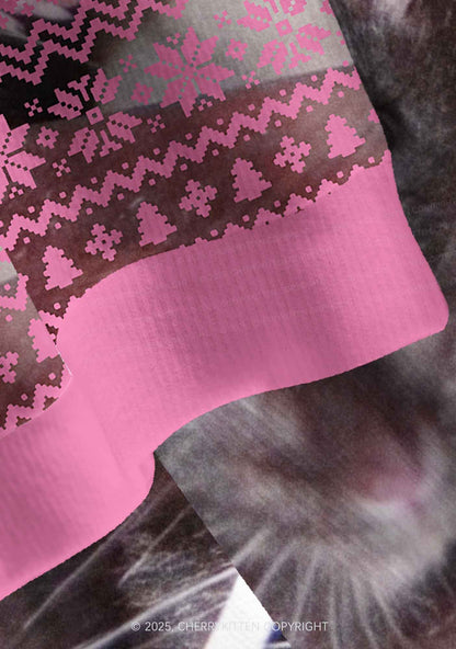 Pink Smoking Rats Y2K Christmas Cardigan Knit Sweatshirt Cherrykitten