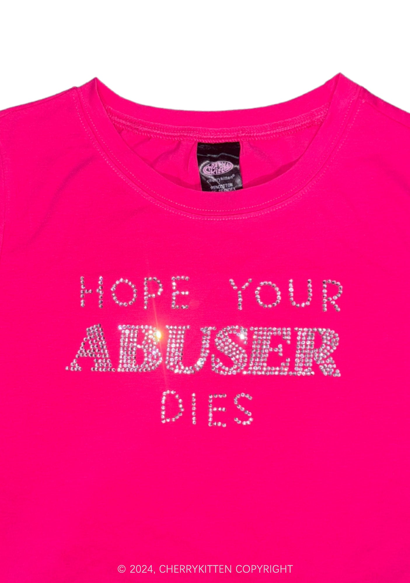 Curvy Rhinestone Abuser Dies Y2K Baby Tee Cherrykitten