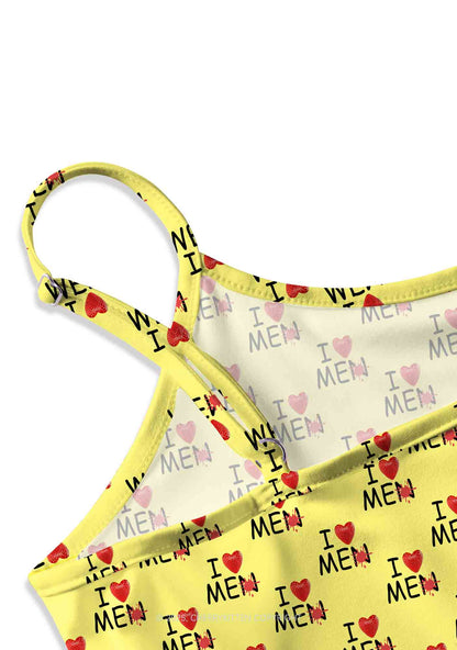 Love Me Not Men Yellow Valentine's Day Y2K Print Cami Crop Top Cherrykitten