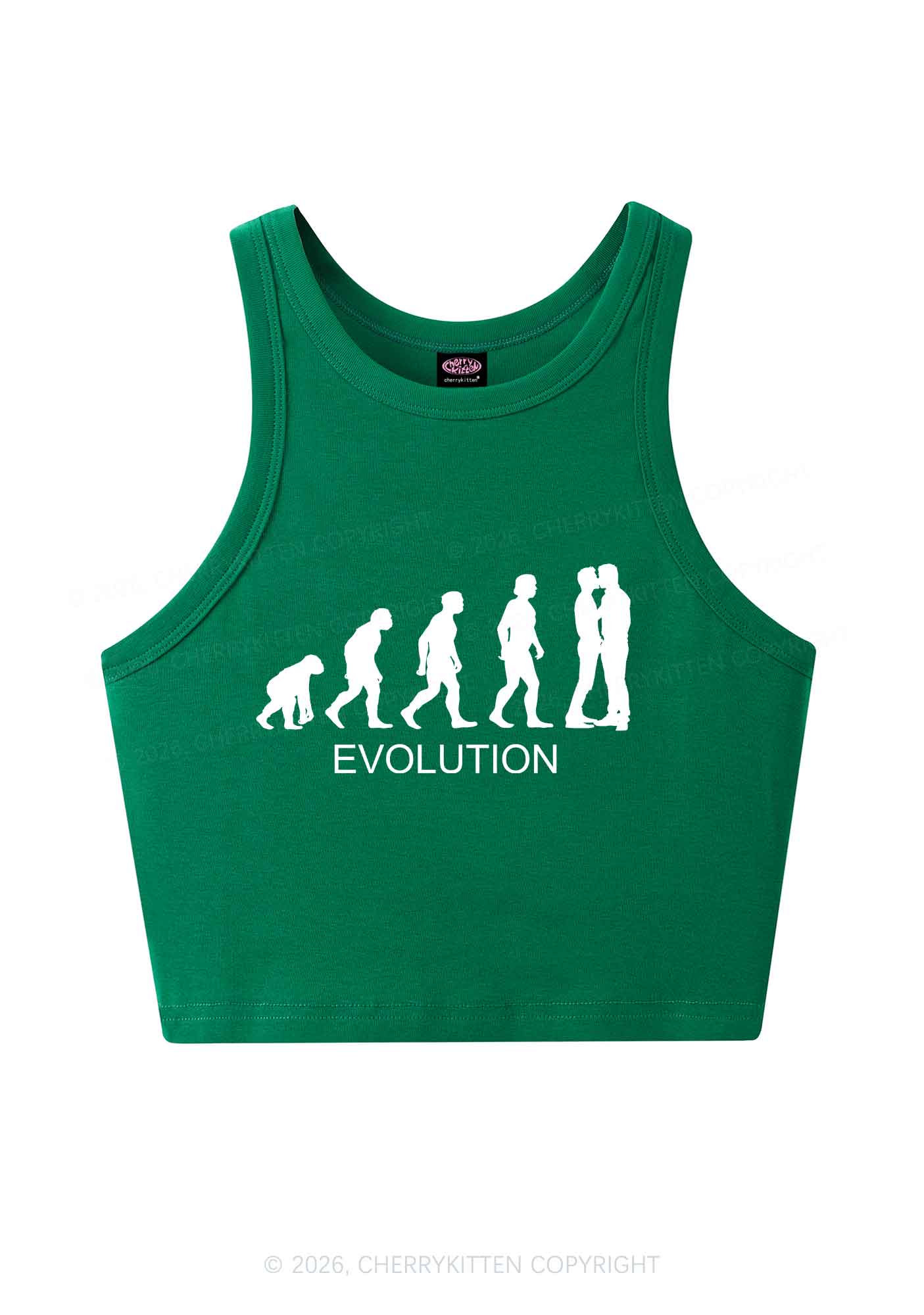 Gay Evolution Pride Y2K Crop Tank Top Cherrykitten