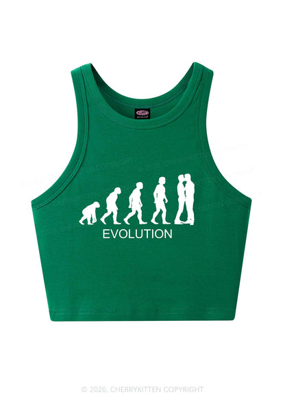 Gay Evolution Pride Y2K Crop Tank Top Cherrykitten