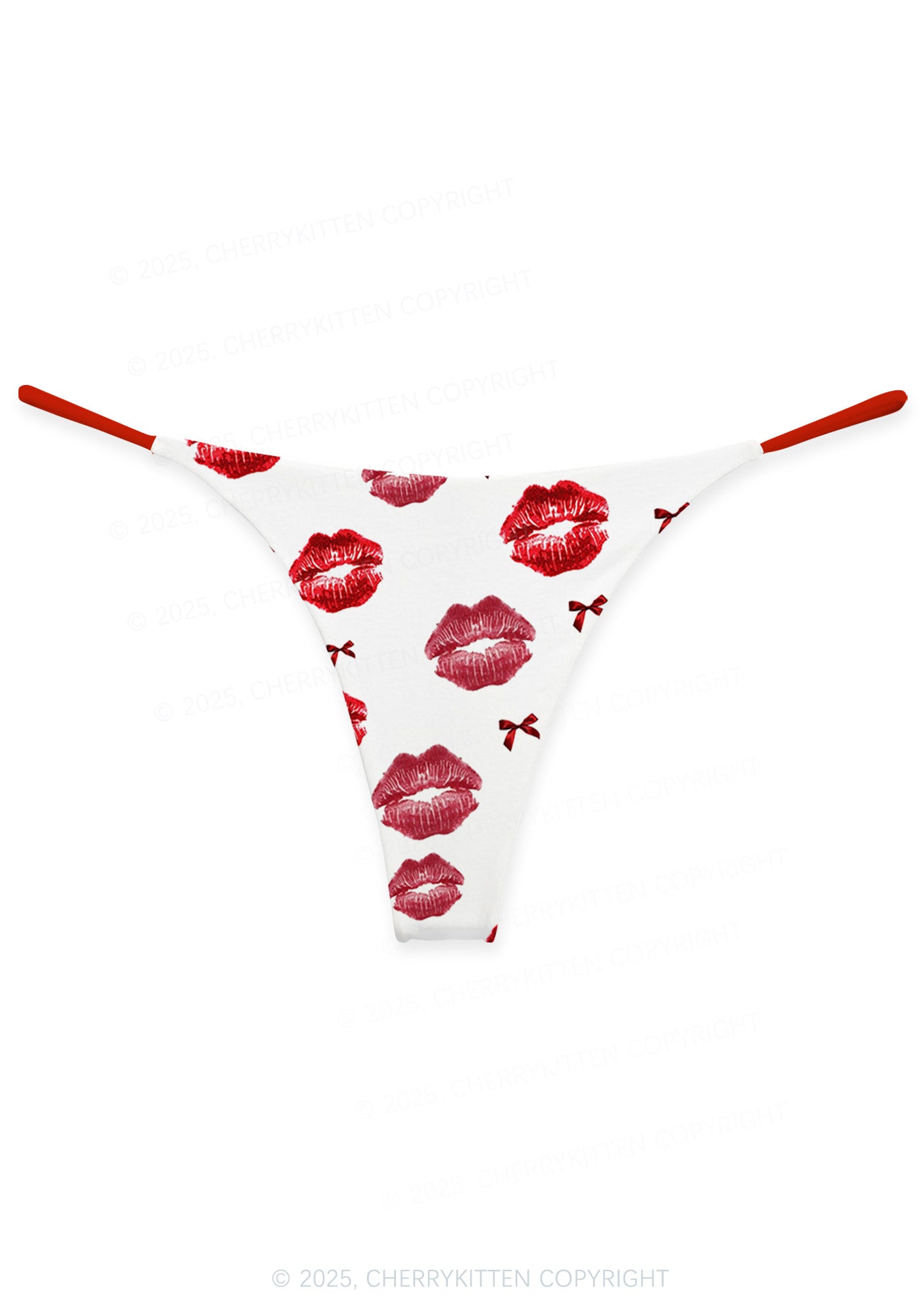 Red Lips Bows Valentine's Day Y2K Print Couples Boxer Thong Set Cherrykitten