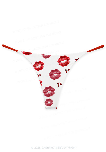 Red Lips Bows Valentine's Day Y2K Print Couples Boxer Thong Set Cherrykitten