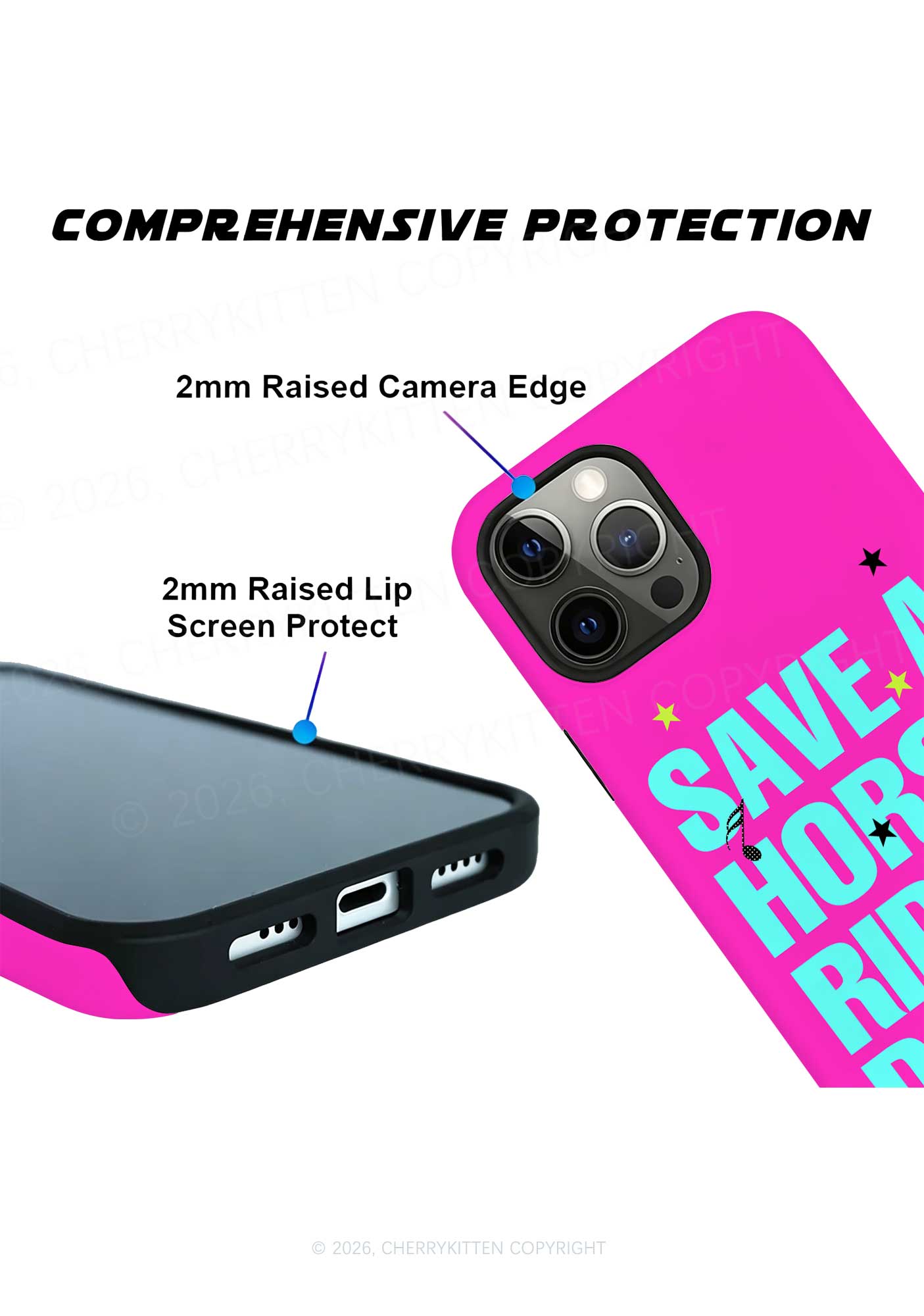 Pink Save Horse Ride DJ Y2K Phone Case Cherrykitten