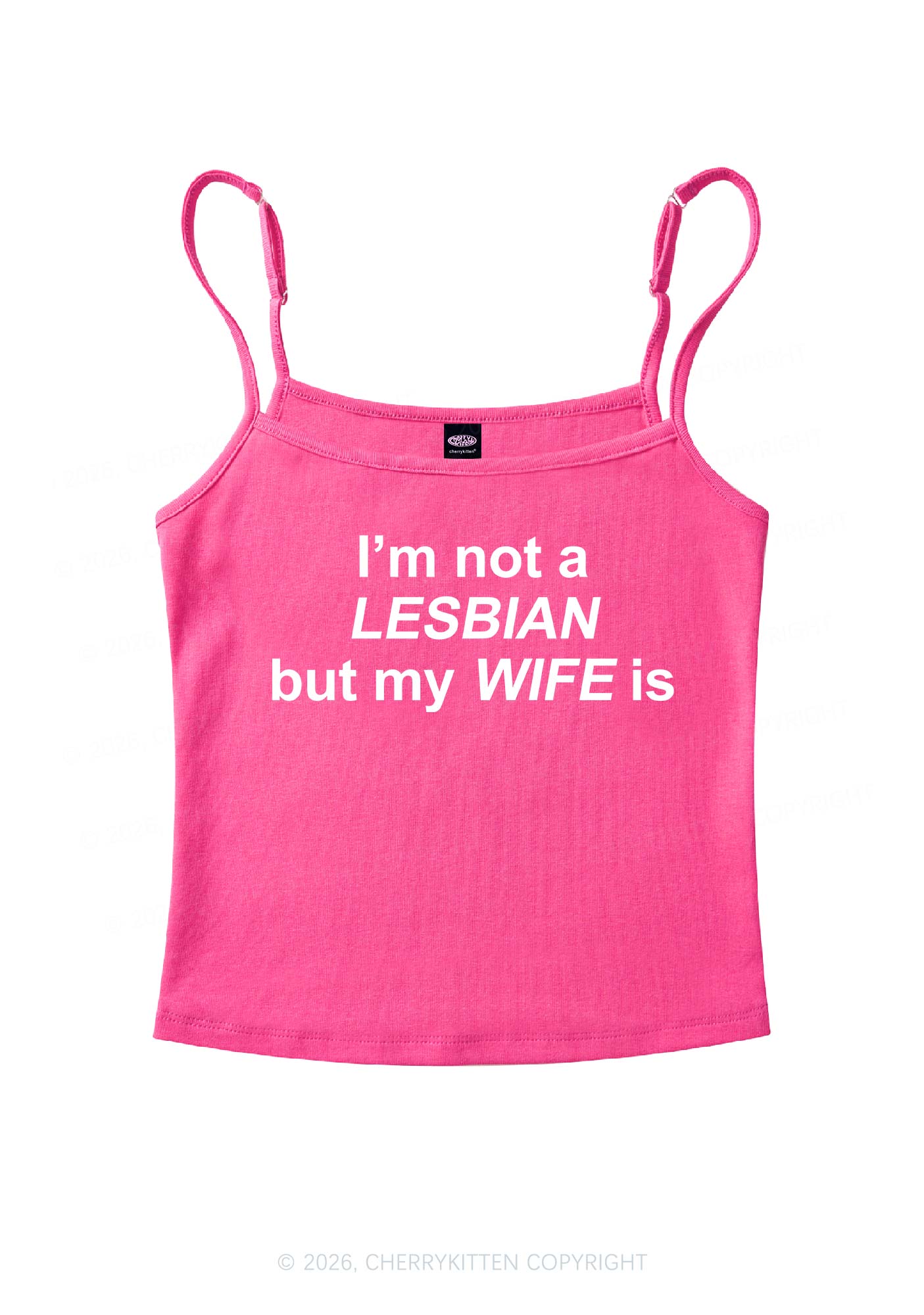 Im Not A Lesbian Pride Y2K Spaghetti Strap Cami Cherrykitten