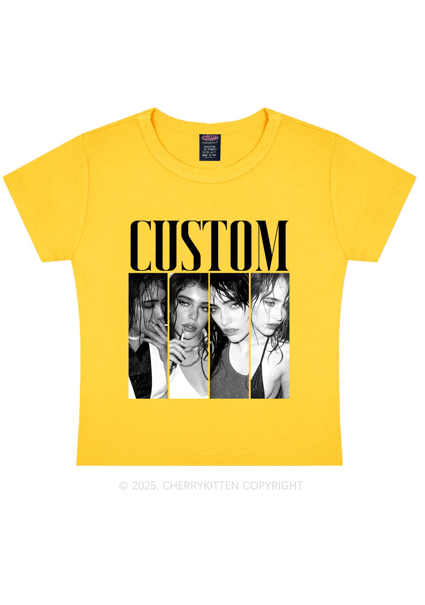 Custom Baddie Girls Photo Y2K Baby Tee Cherrykitten