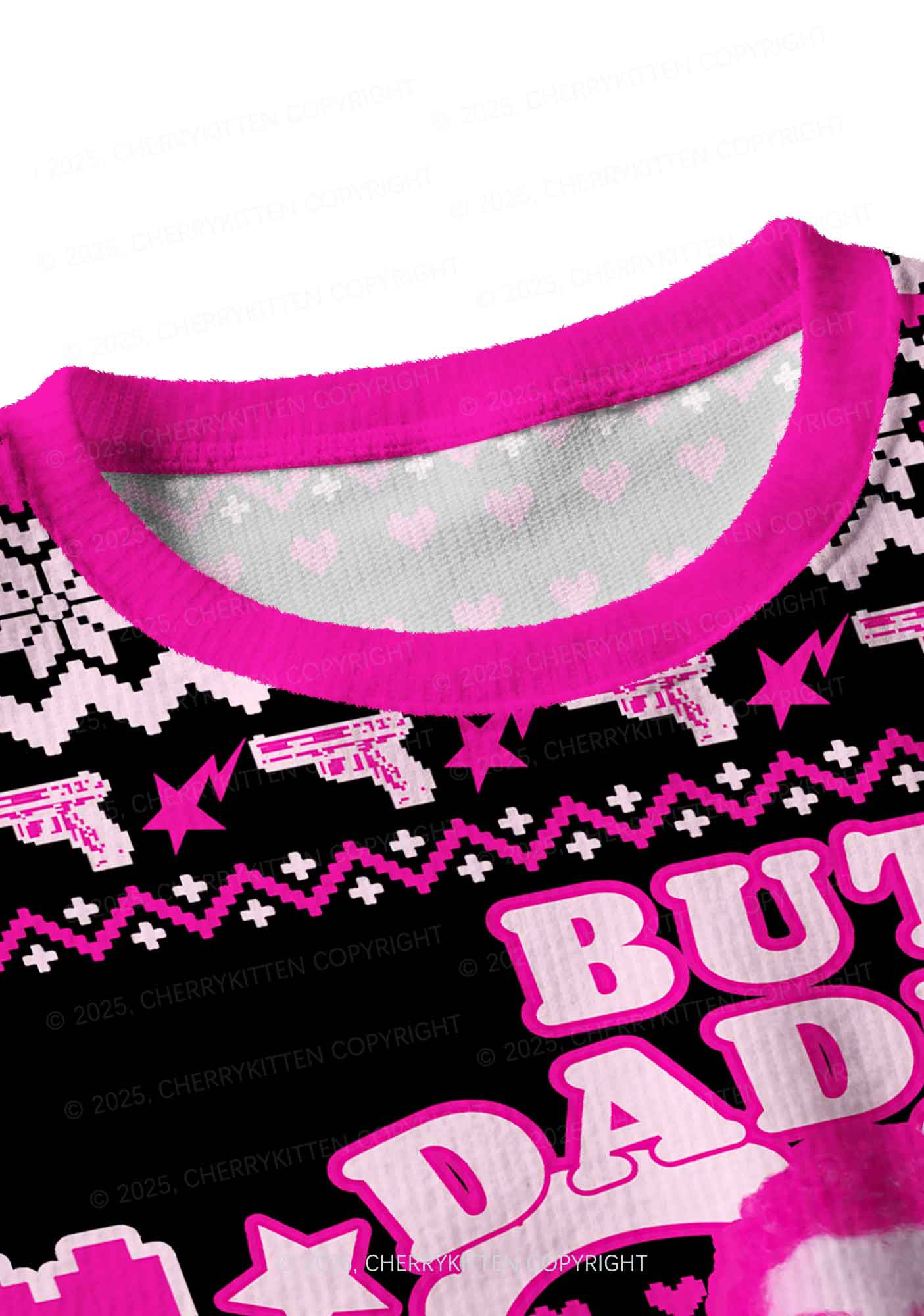 Daddy I Love Him Luigi Y2K Christmas Crop Knit Sweatshirt Cherrykitten