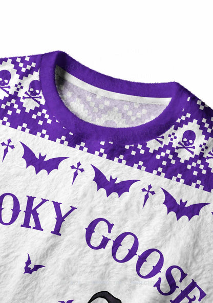 Halloween Spooky Goose On Loose Y2K Knit Sweatshirt Cherrykitten