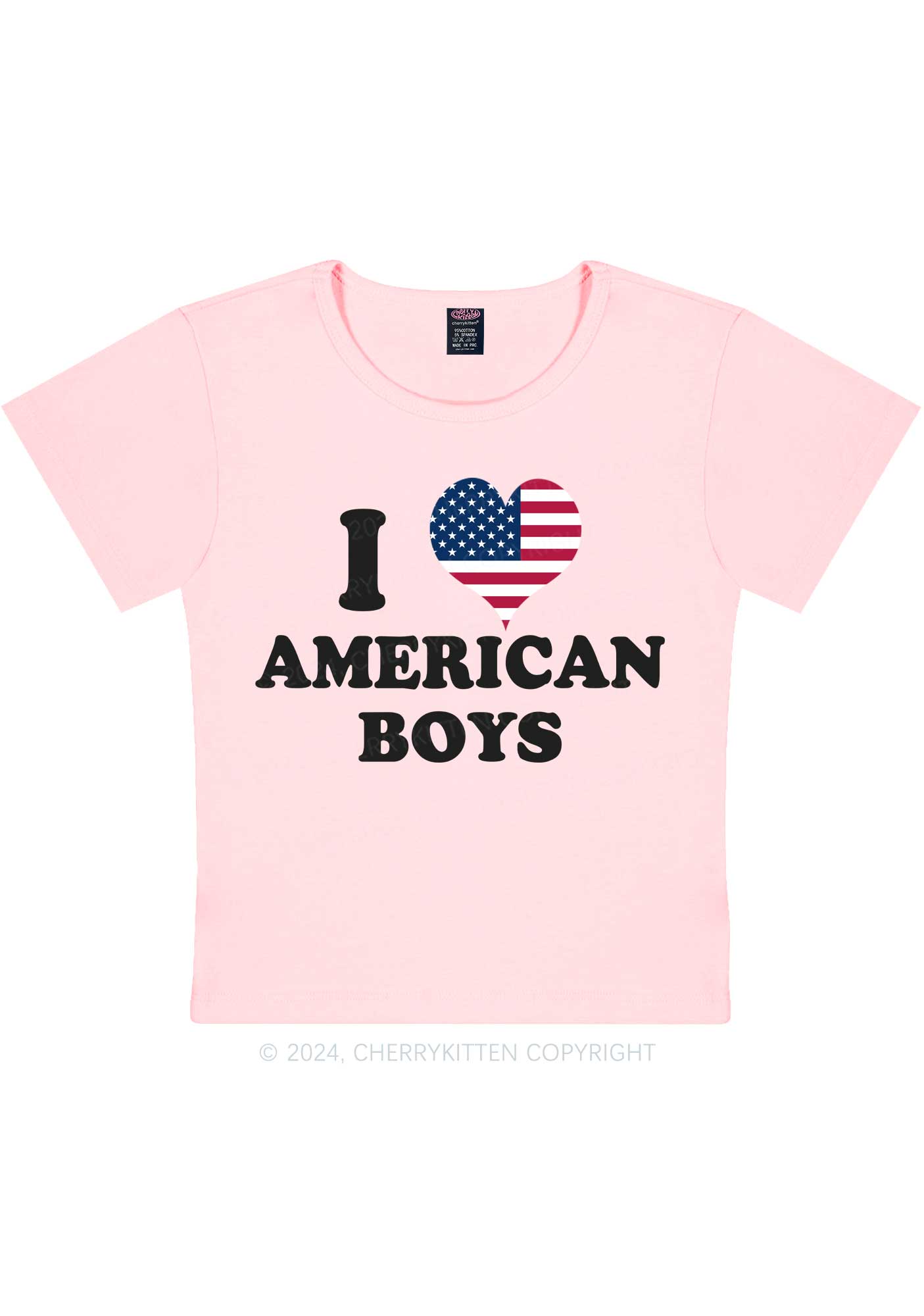 I Love Boys Custom Photo Y2K Baby Tee Cherrykitten