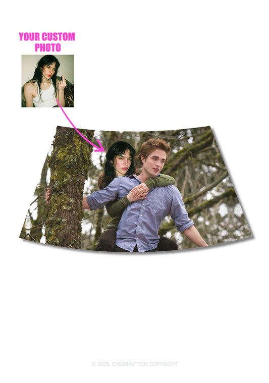 Custom Face Y2K Print Mini Skirt Cherrykitten