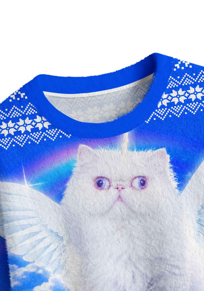 White Angel Unicorn Cat Y2K Crop Knit Sweatshirt Cherrykitten