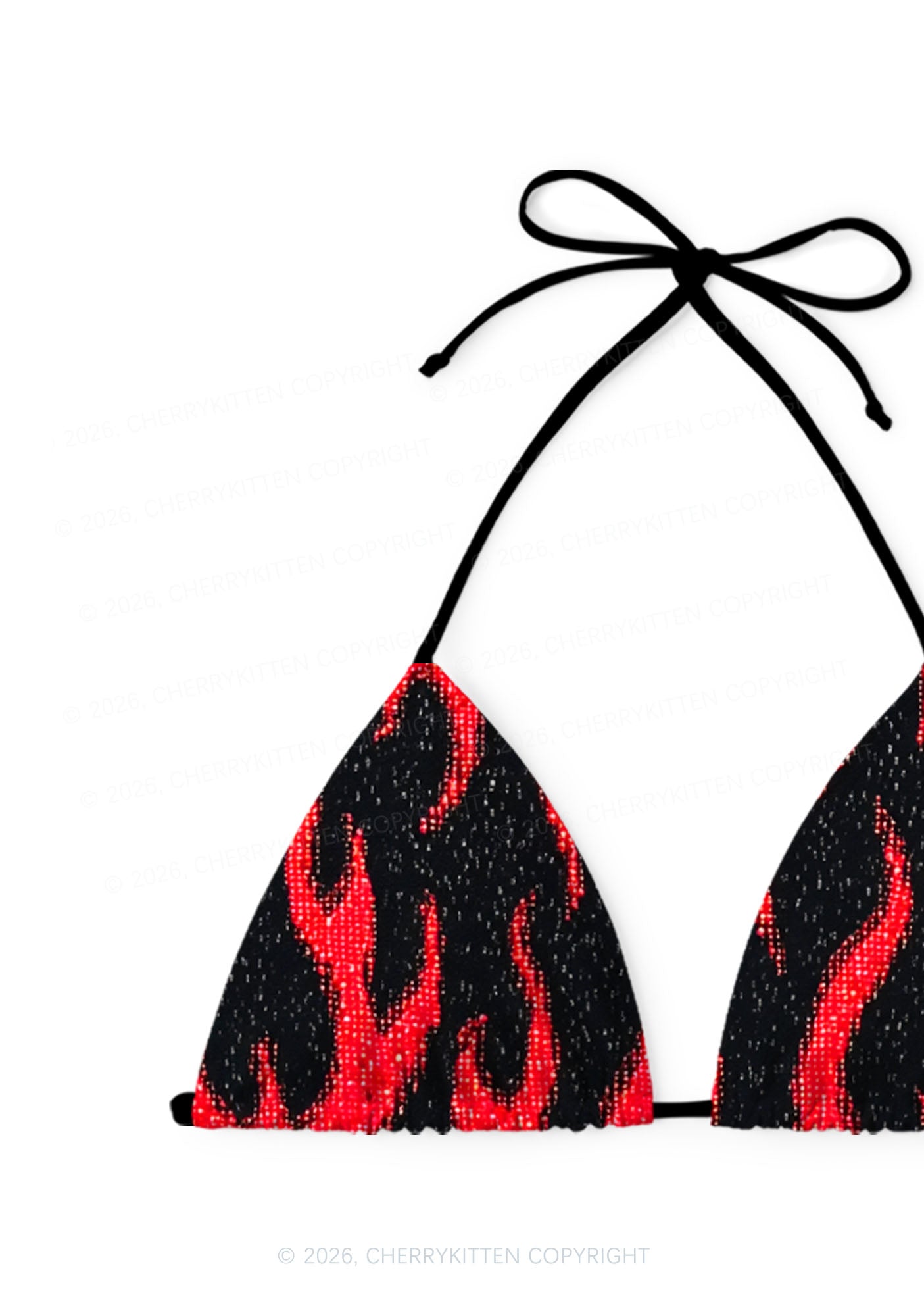 Red Flame Y2K Print Bikini Set Cherrykitten
