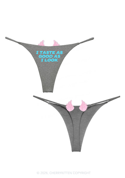 I Taste As Good As I Look Y2K Goth Angel Wings Bikini String Thong Cherrykitten