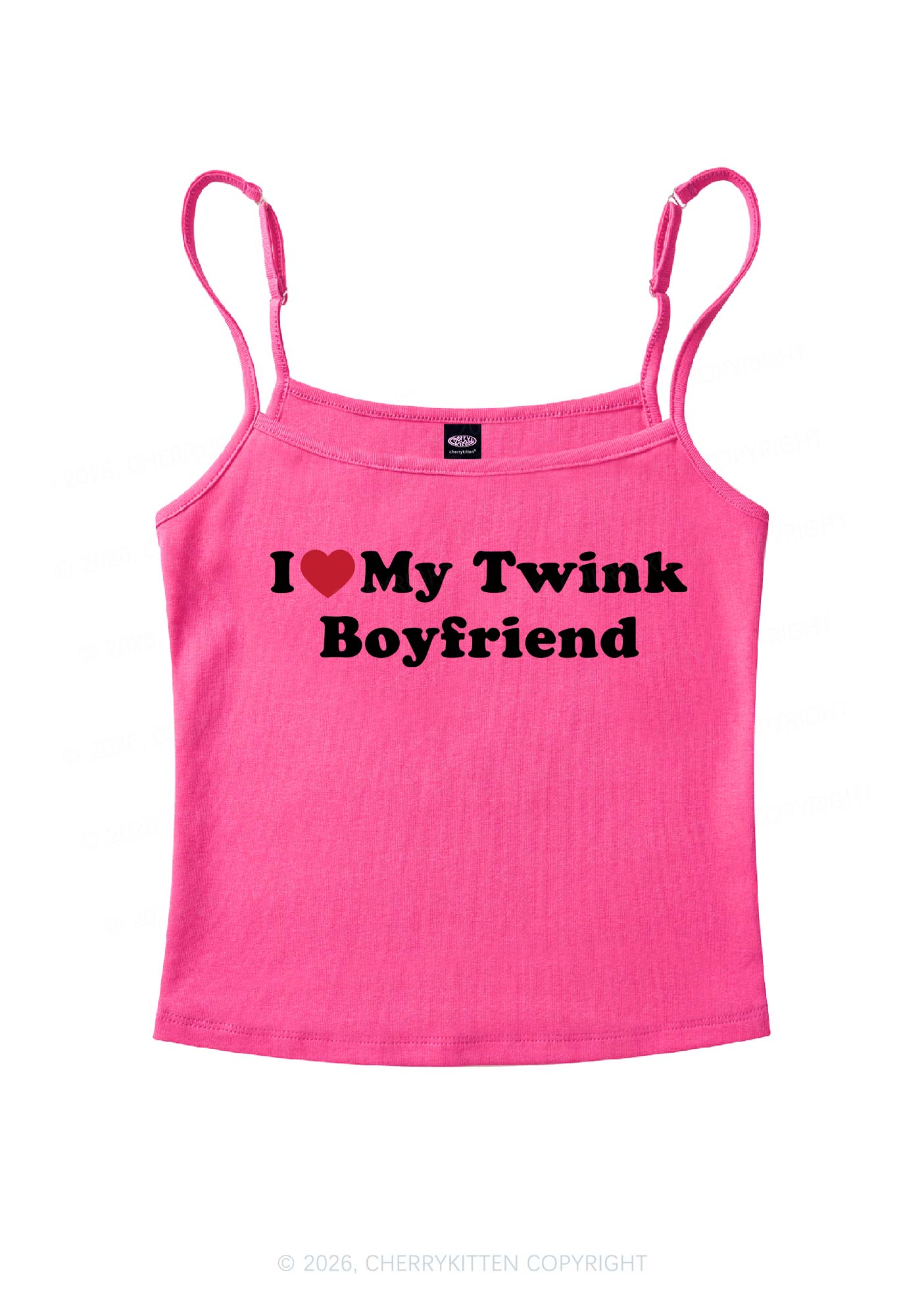 I Love My Twink BF Pride Y2K Spaghetti Strap Cami Cherrykitten