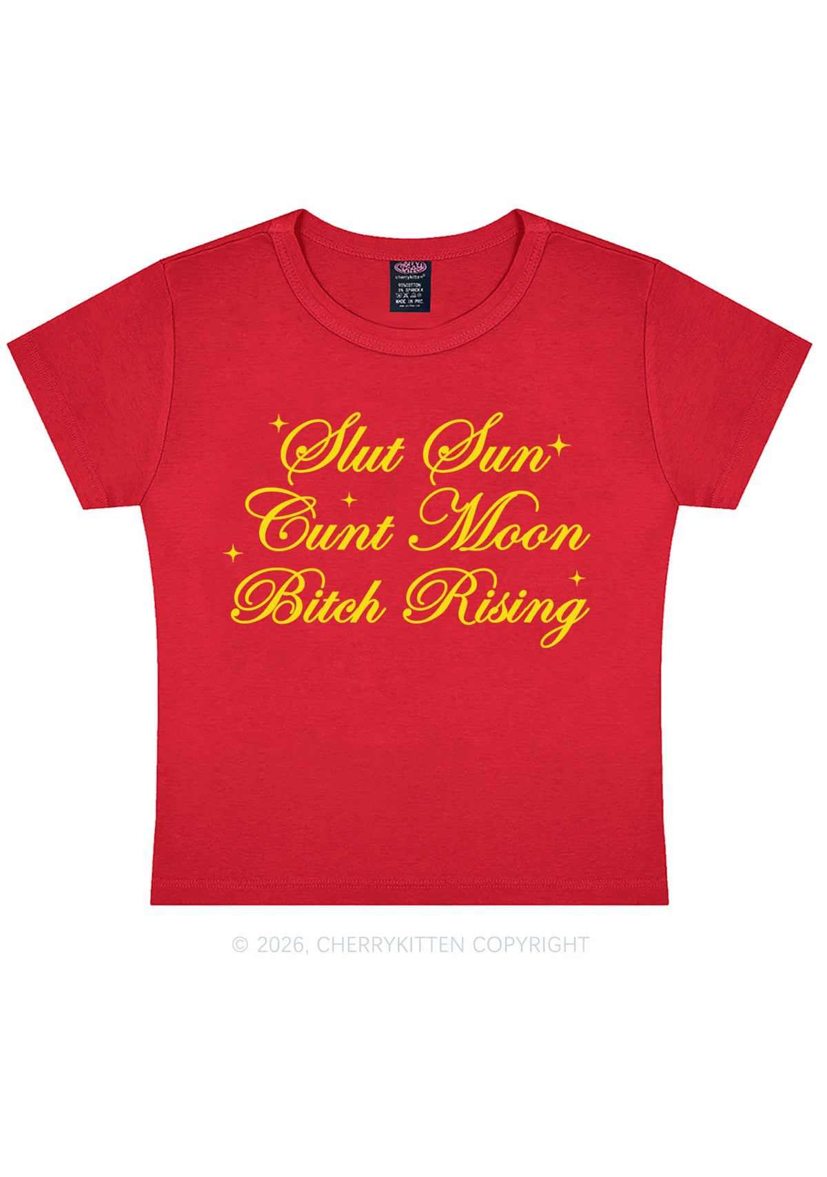 Slxt Sun Cxxt Moon Bxtch Rising Y2K Baby Tee Cherrykitten