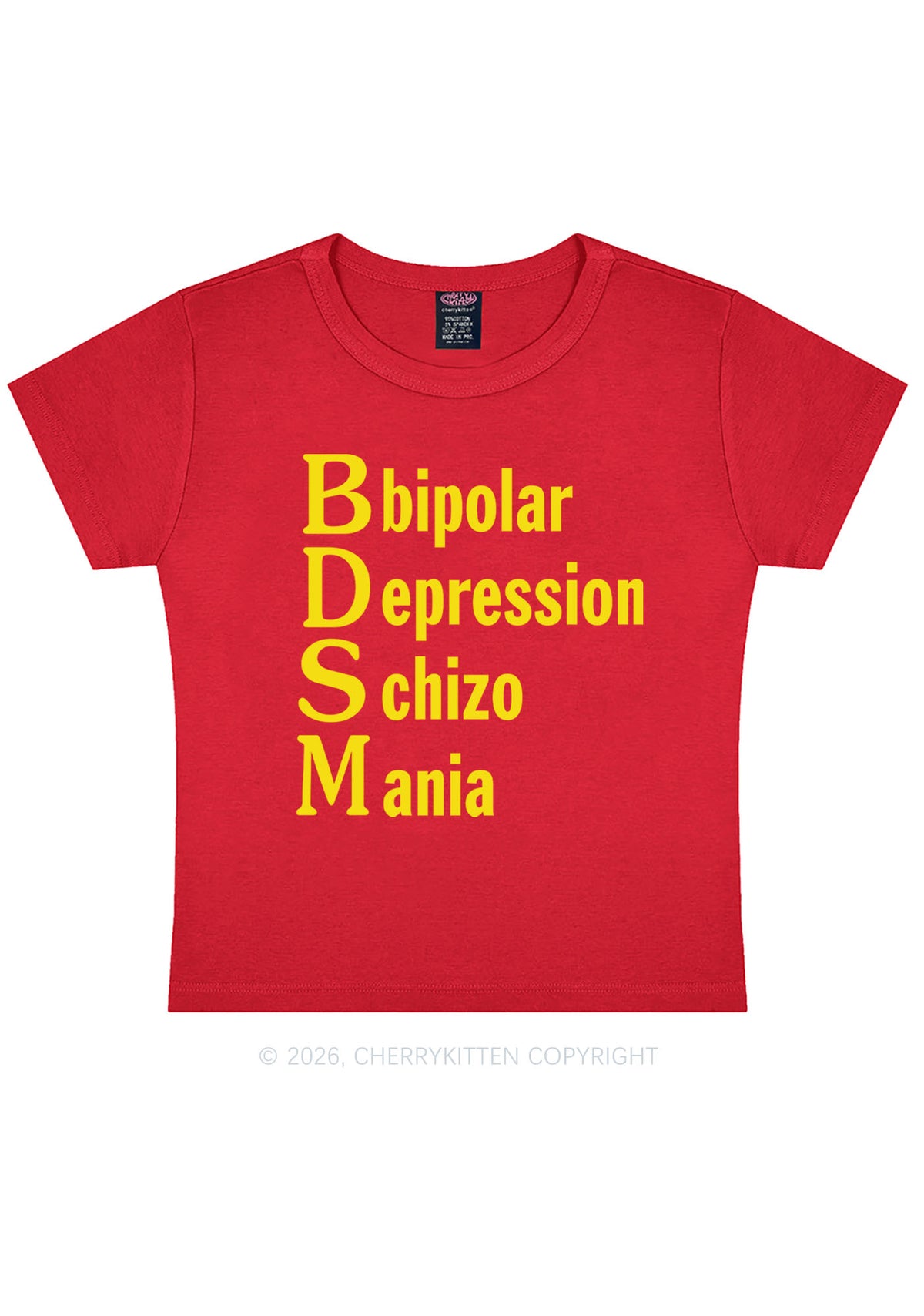 Bipolar Depression Schizo Mania Y2K Baby Tee Cherrykitten