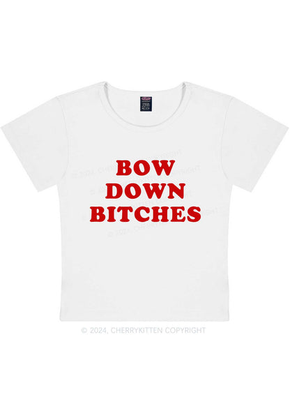 Curvy Bow Down Bxxches Y2K Baby Tee Cherrykitten