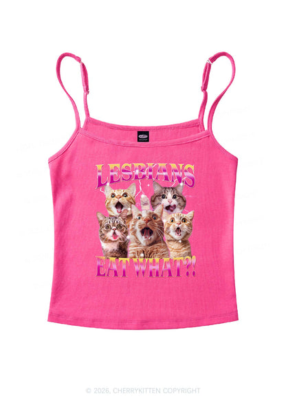 Funny Lesbian Cat Pride Y2K Spaghetti Strap Cami Cherrykitten