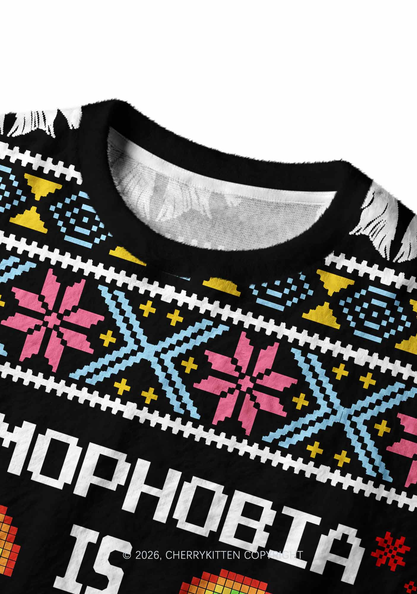 Homophobia Is Gay Pride Y2K Christmas Knit Sweatshirt Cherrykitten