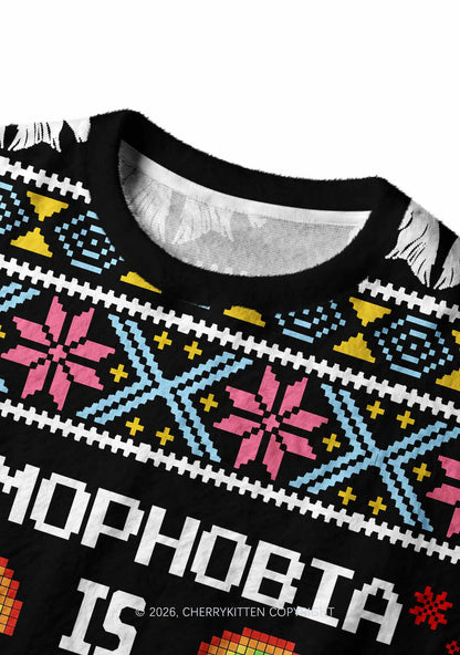 Homophobia Is Gay Pride Y2K Christmas Knit Sweatshirt Cherrykitten